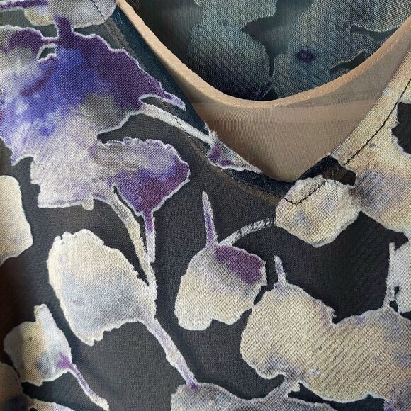 Vera Wang Floral Petite Silky Camisole Tank Top Sleeveless Blouse Sz PXS - Picture 4 of 10